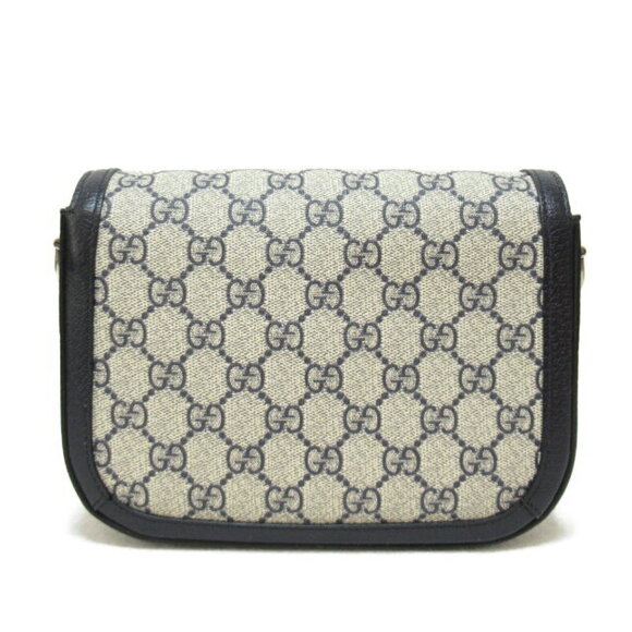 Gucci GG Supreme Horsebid Shoulder Bag Canvas Navy Blue - Picture 2 of 10